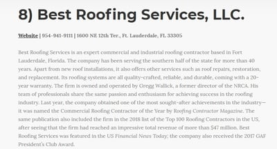Best Roofing ranked 8th BEST Commercial Roofing Contractor in the United States!